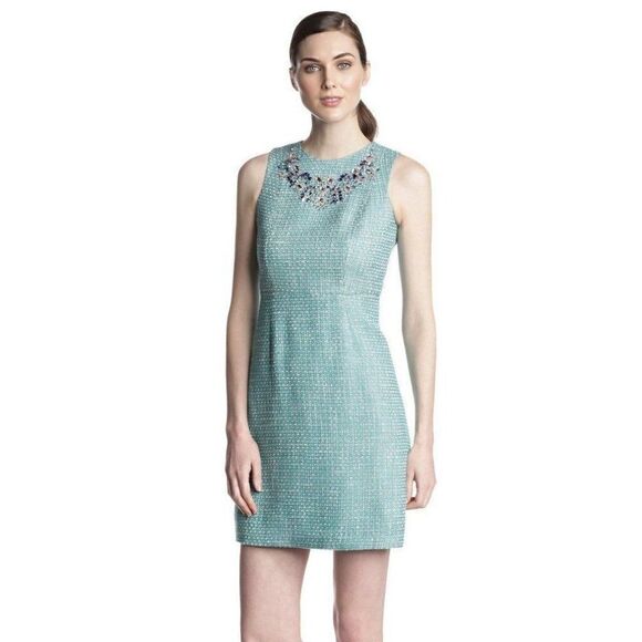 Cynthia Steffe Beaded Tweed Adriana Dress in Jade Size 0 - Picture 2 of 6